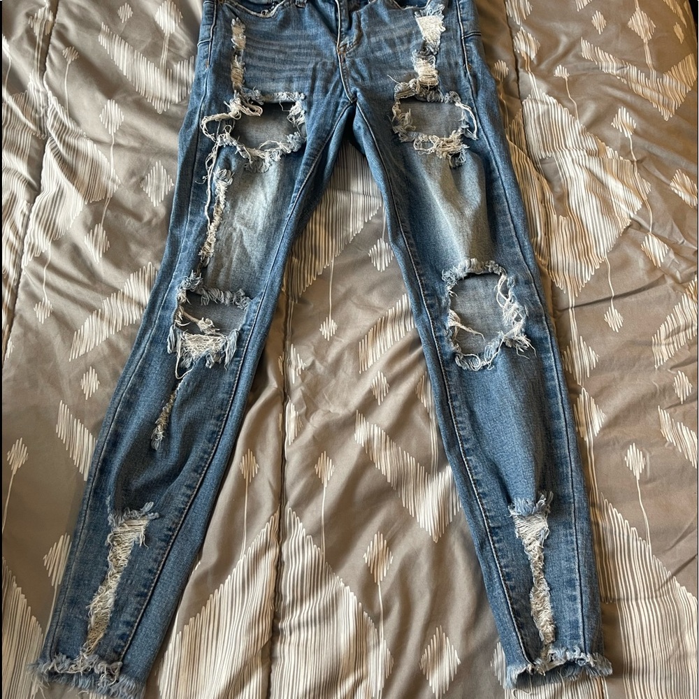 Blue ripped jeans